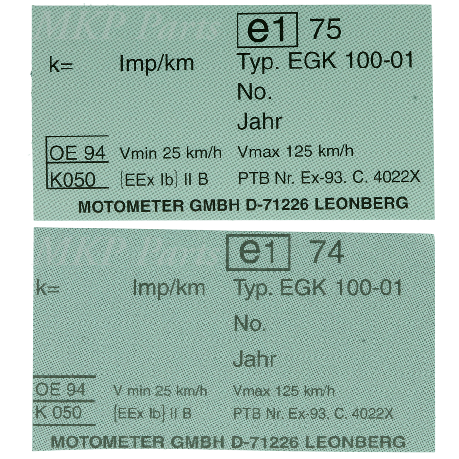 Type sticker EGK100 E-74 or E-75
